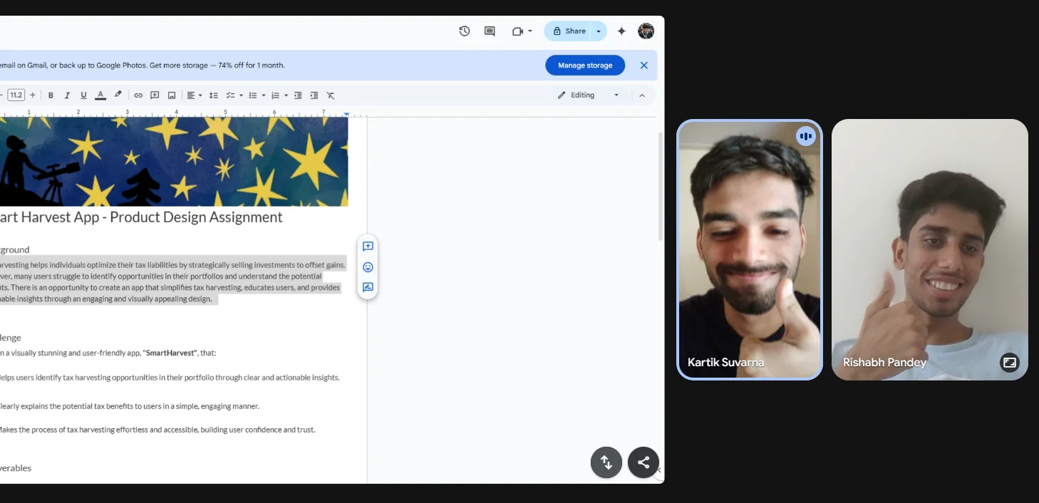 A meet with Kartik to map user personas